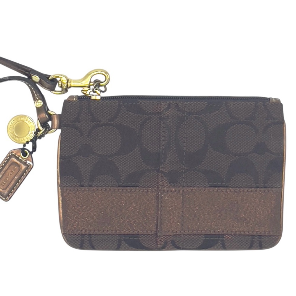 COACH Brown/Bronze Signature Legacy Wristlet